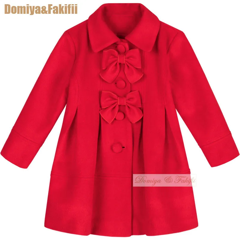 

2019 New Fashion Brand Children Coat Baby Jackets Red Christmas Wool Coats for Girl Kids Bownot Woolen Jacket Infant Outwear