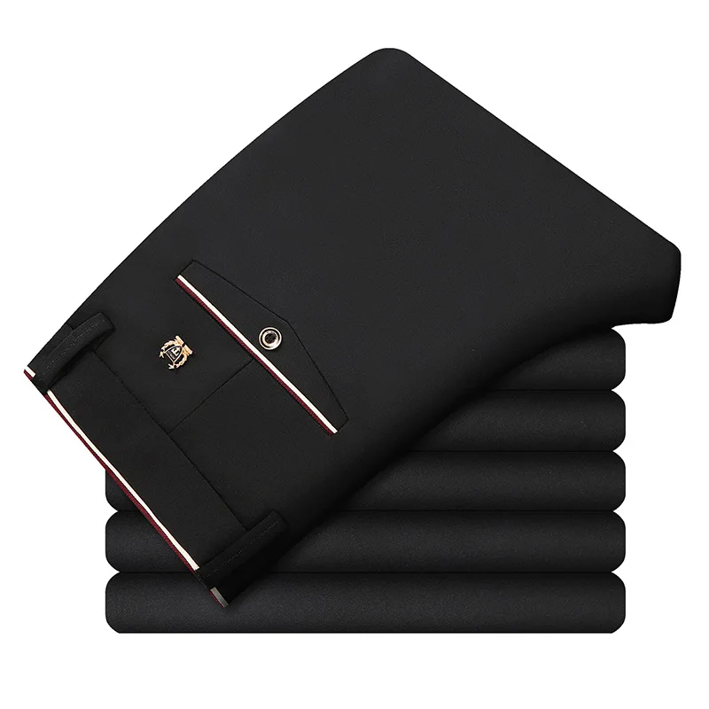 

ICPANS Men's Suit Pants Summer Spring Stretch Slim Fit Business Formal Dress Pants Male Bkack Wedding Mens Trousers Of office