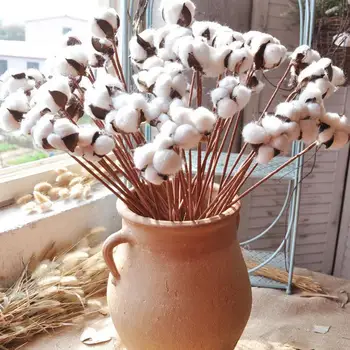 

10pcs/Set Single Head Dried Flower Cotton With Short Branch Preserved Fresh Flower Artificial Cotton Branch DIY Decoration