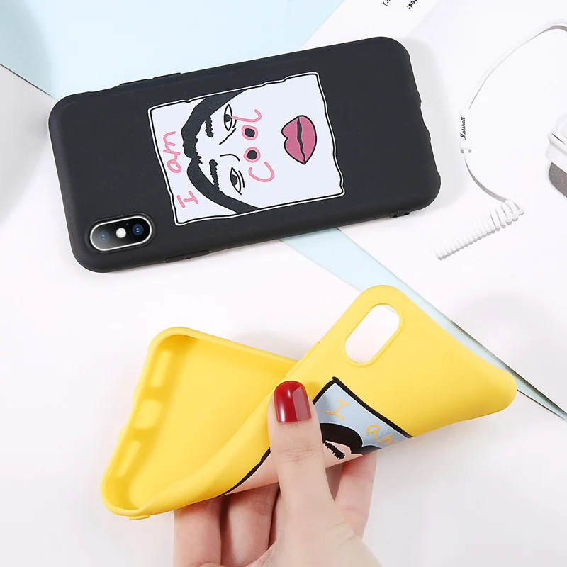 Ottwn Funny Pattern For iPhone 6 Case For iPhone XS Max 6s 7 8 Plus X XR 5 5s SE Silicon Soft Phone Case Letter Cool Back Cover