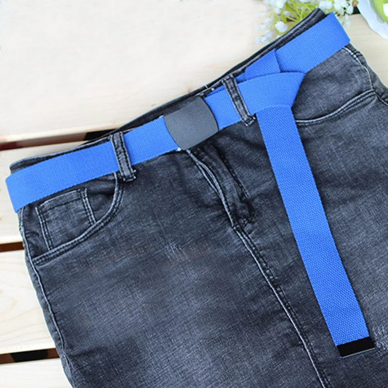

Fashion Solid Canvas Belt for Women Casual Female Waist Belts with Plastic Buckle Harajuku Solid Color Long Belts ceinture