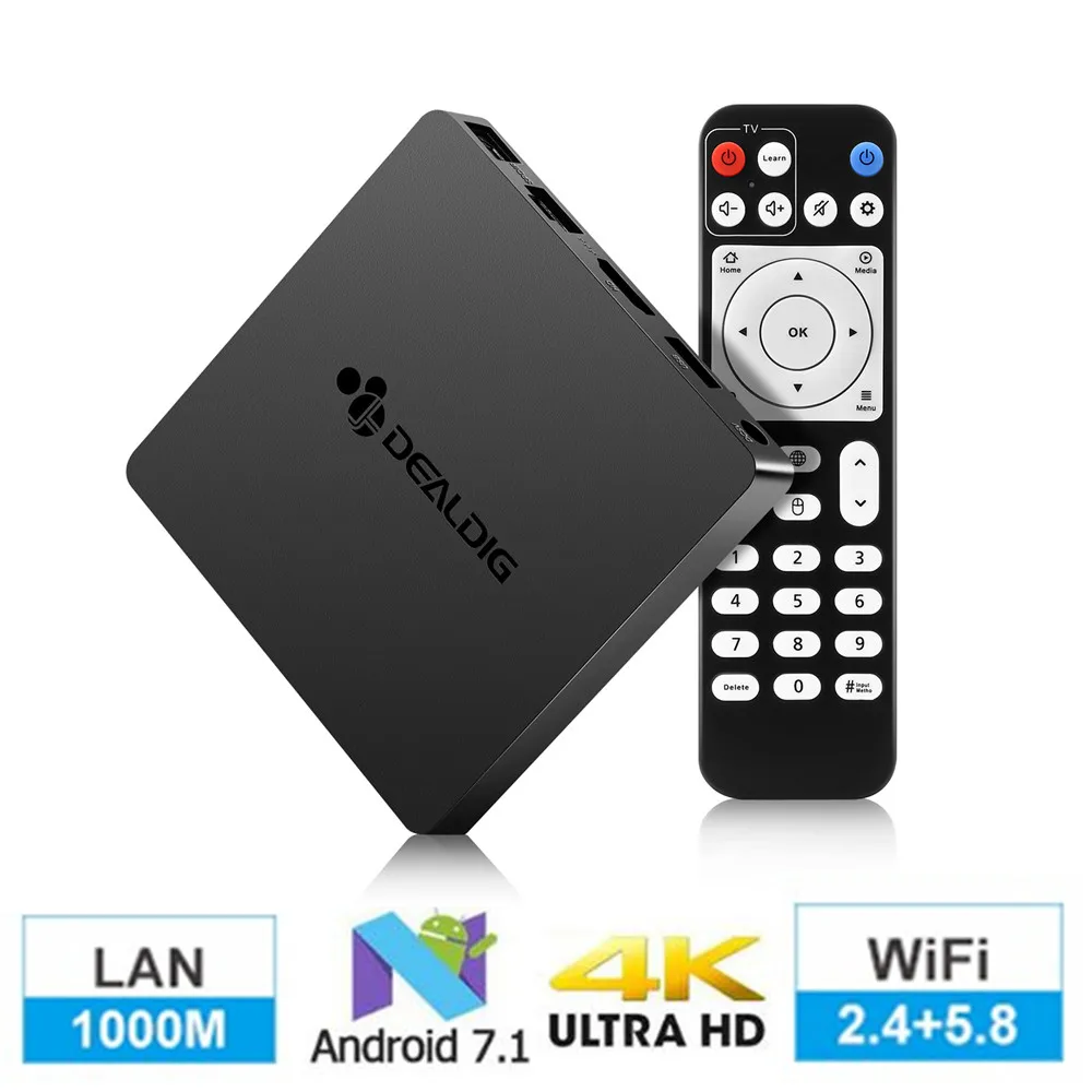 

DEALDIG BOXD6 4K TV Box Android 7.1 Octa Core 3GB RAM 32GB ROM 2.4G/5G Wifi Voice Control Set Top Box Bluetooth 4.0 Media Player