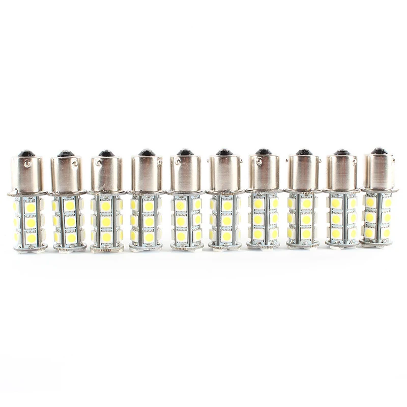 10 шт. 1,5*5 см DC 12V 1,8 W 6000K 220LM 1156 BA15S 5050 7503 1141 18SMD светодиодный белый автомобиль прицепа с прицепом светильник лампочка