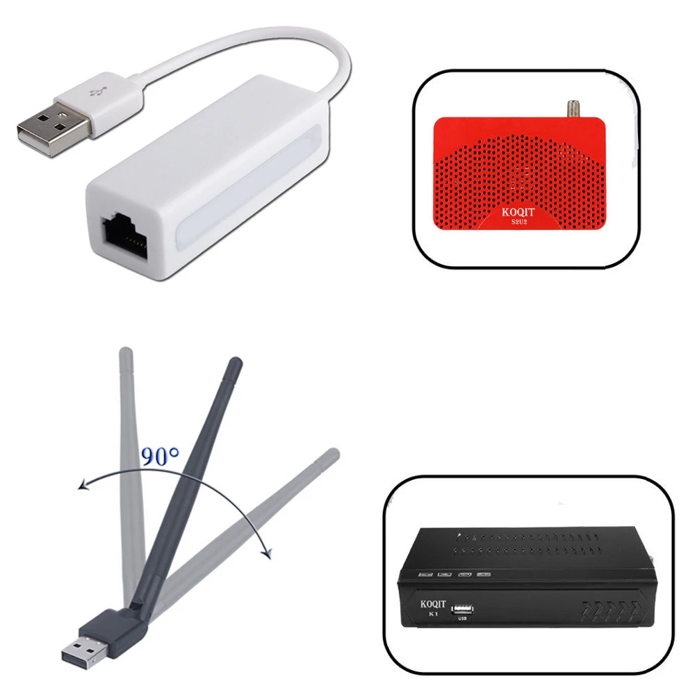 Koqit K1 U2 беспроводной кабель WiFi USB для RJ45 Lan Ethernet MTK7601 88772A адаптер Антенна сетевой DVB-S2 спутниковый ресивер ТВ коробка