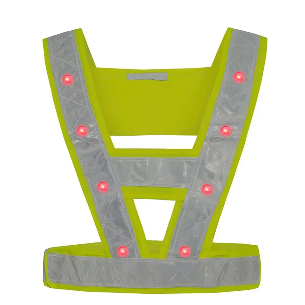 16 LED Light Up Safety Reflective Stripes Vest Traffic Night Safety