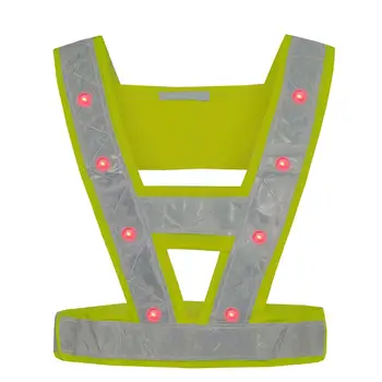 

16 LED Light Up Safety Reflective Stripes Vest Traffic Night Safety Warning Clothing led safety vest with Red Light