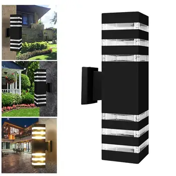 

Modern Waterproof Up Down Aluminum Cuboid LED Wall Light Fixtures Dual Head Wall Lamp Outdoor E27 Socket AC 85-240V