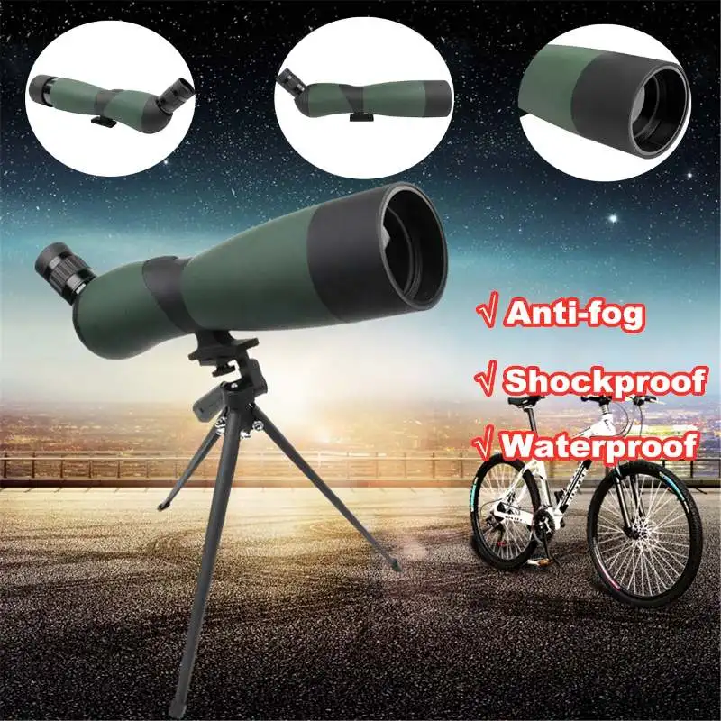 25-75x70 Zoom Spotting Scope Outdoor Waterproof Telescope Tripod for SLR Phone Shockproof Portable Camping Hiking Monocular