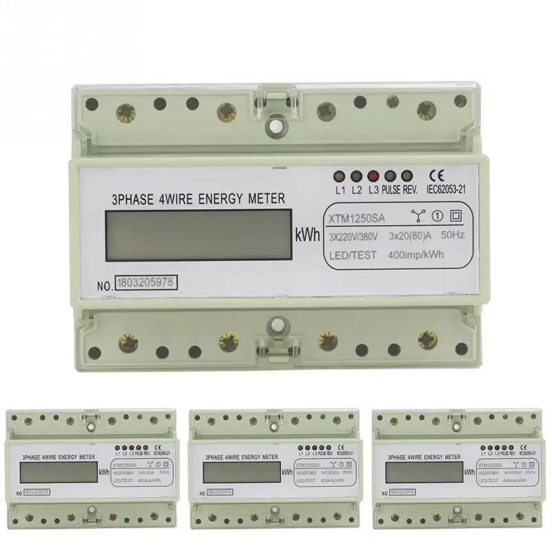 

3-phase 4 Wire 7P DIN-Rail Electric Meter Electronic KWh Meter Tool 3x220V/380V 5(30)A 15(60)A 20(80)A 10(40)A