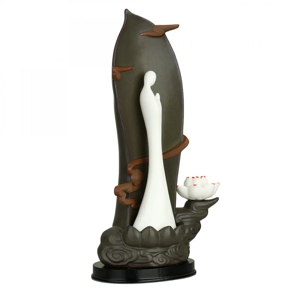 

Buddha Backflow Incense Holder Smoke Waterfall Incense Burner Holder Ceramic Mountain River Handicraft Decorative Buddha GiftBox