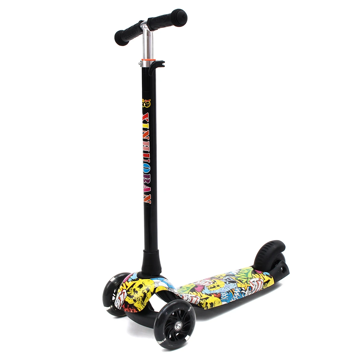 

3 Flashing Wheel Kick Scooter Push Kickboard Adjustable Folding Kids Scoot T-Bar Foot Scooter Children Gifts Outdoor
