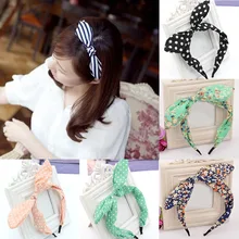 Diademas de tela con lazo grande para niña y mujer, bandanas elásticas con Orejas de conejo, bandanas de lunares a rayas, regalos accesorios para el cabello
