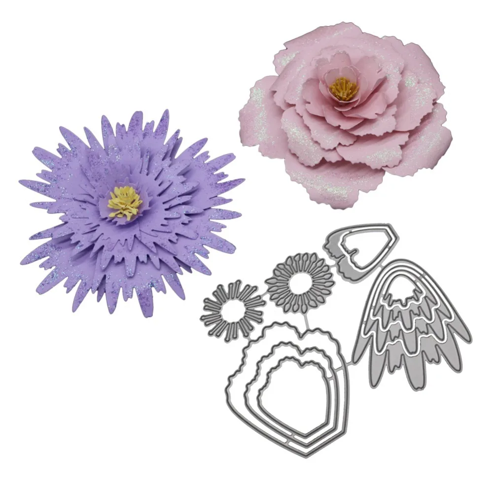 Flowers Blossom Cutting Dies Metal Stencil And Stamps For DIY