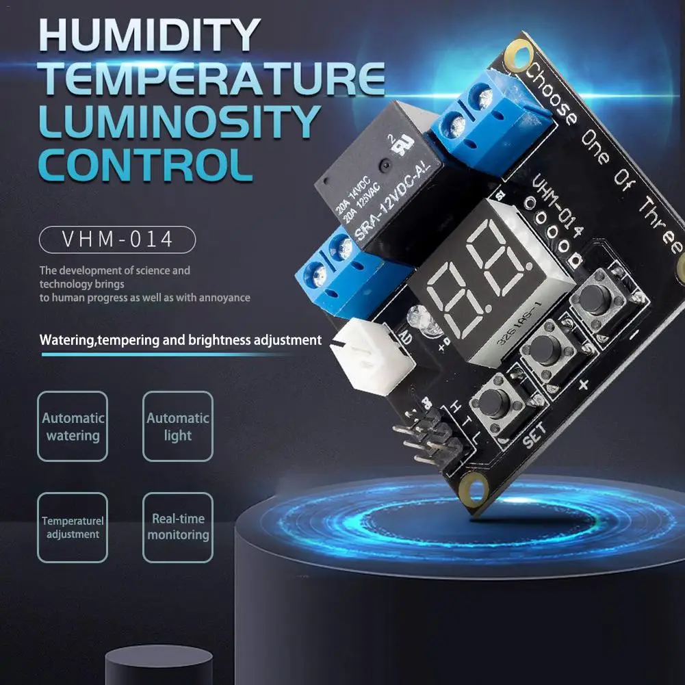 

VHM-014 Humidity Controller Soil Sensor Module 20-99% RH Automatic Control Irrigation Red Digital Display Module