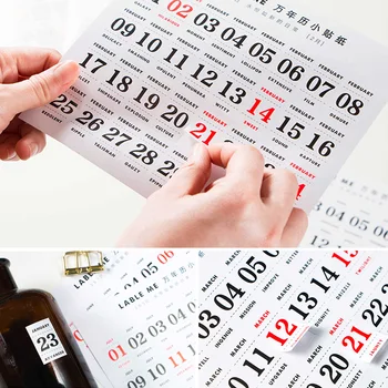

12 Sheets Scrapbook For Notebook Memo Reminder Small Sticker School Supplies Self Adhesive Paper Dates Labels Perpetual Calendar