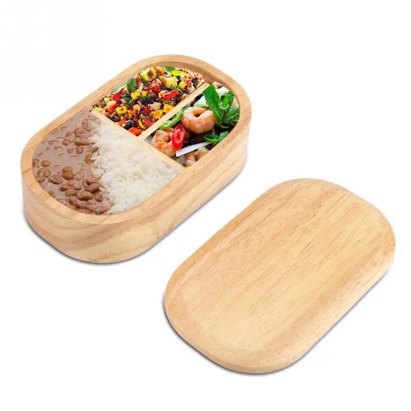 Японский стиль Bento коробки 1 слой 3 сетки деревянная коробочка для обедов Портативный Пикник Дети Студенты пищевой контейнер кухонный аксессуары