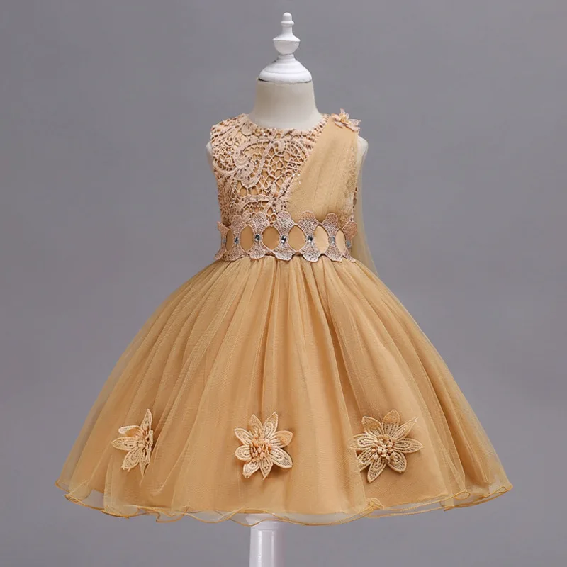 

Lace Flower Girl Dresses 2019 Applique Faux Diamond Girls Pageant Dresses Children Birthday Wedding Party Gown Mesh Tutu Dress