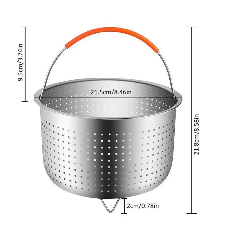 304 Stainless Steel Rice Cooking Steam Basket Pressure Cooker Anti-scald Steamer Multi-Function Fruit Cleaning Basket