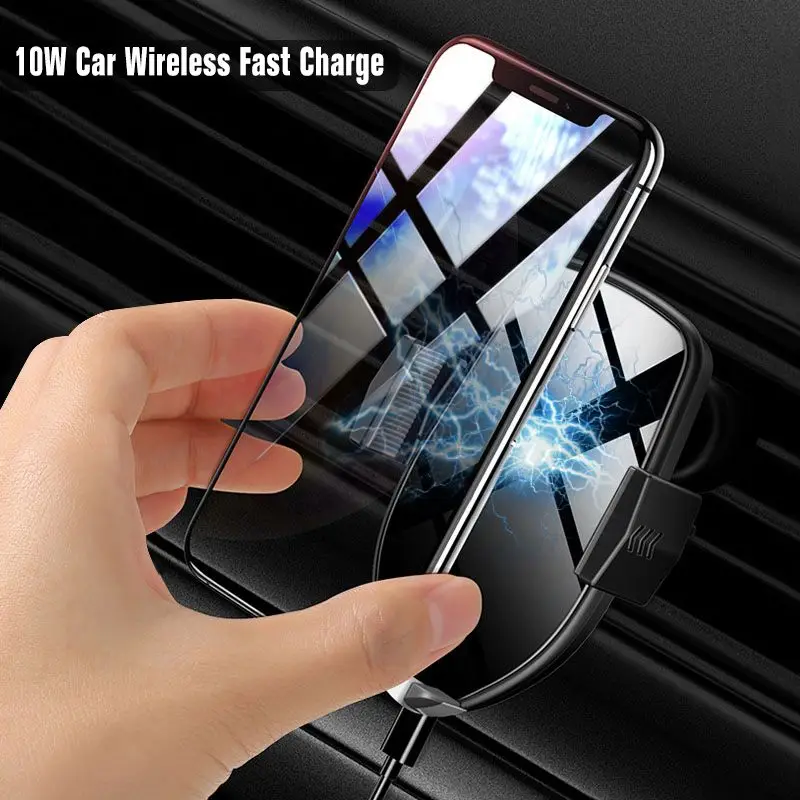 10W Fast Car Wireless Charger Holder Stand For iPhone 8/X, For Samsung S7/S8 Automatic Clamping Wireless Car Charger Mount Rack