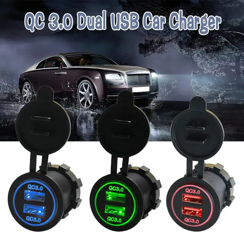 Dual USB Fast Charging 3.0 Car Modified LED Quick Charger 12V24V Car Charger For IPhone Samsung LED Car Mobile Phone Charger Dual USB Fast Charging 3.0 Car Modified LED Quick Charger 12V24V Car Charger For IPhone Samsung LED Car Mobile Phone Charger