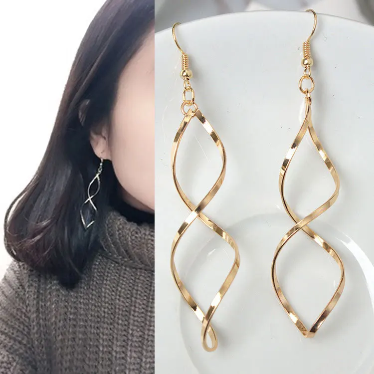 

Spiral Bending Earrings Design Wave-Sensing Curve Earrings Straight