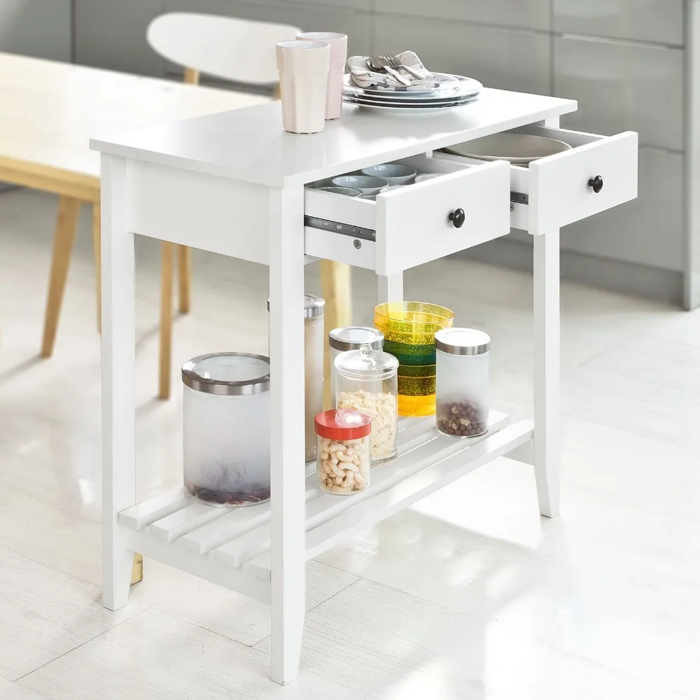  SoBuy FSB04-W Kitchen Dining Console Table with 2 Drawers and 1 Shelf Living room Desk - 32956102930