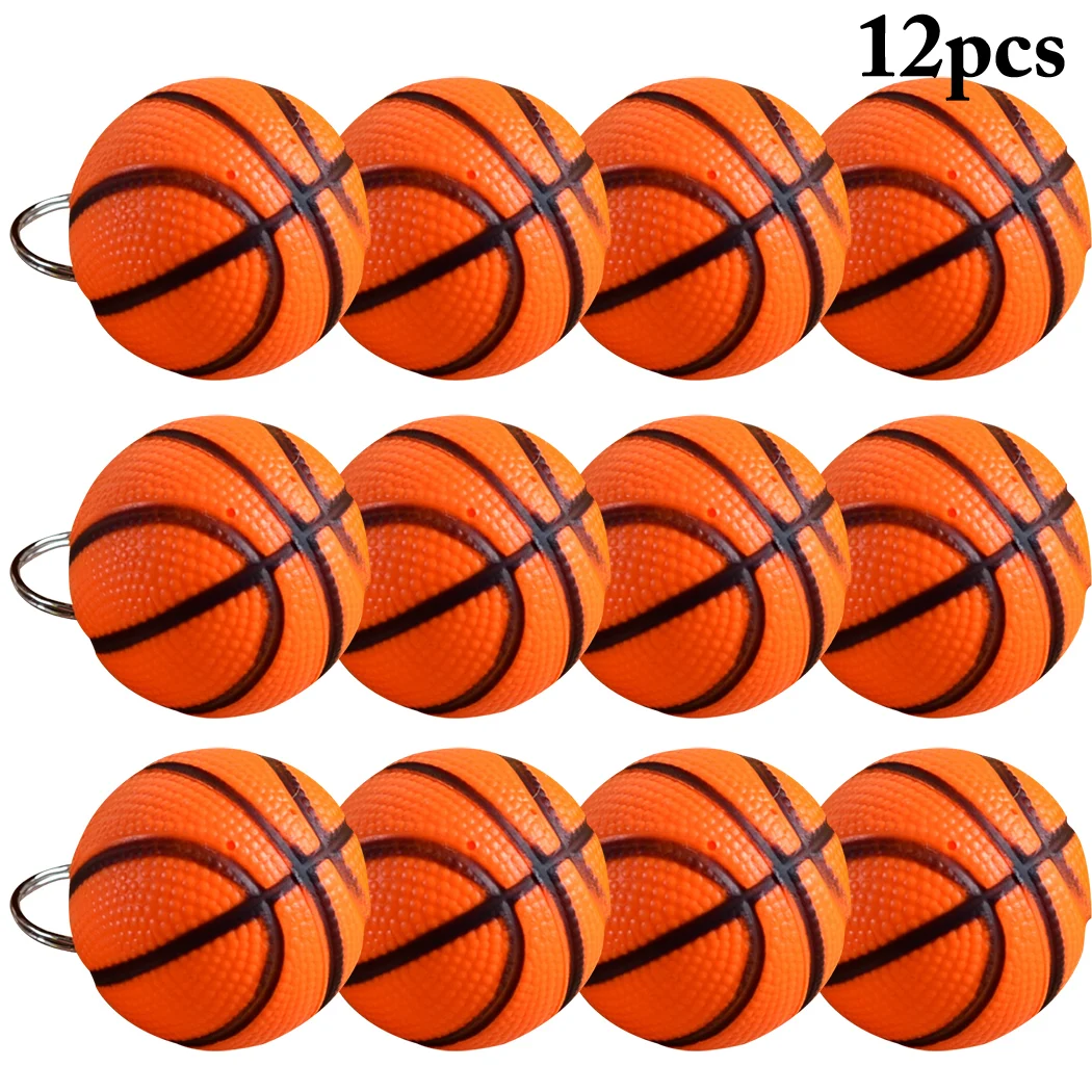 

12PCS Key Chain Cute Multi-purpose Basketball Squeeze Ball Toy Stress Relief Toy