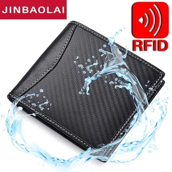 

New RFID Blocking Leather Wallet Carbon Fiber 3D Special Waterproof Leather Wallet Men Slim Wallet Minimalist Bifold Thin Wallet