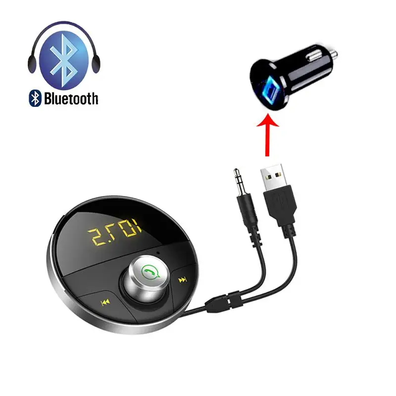 AUX беспроводной Bluetooth громкой связи fm-передатчик 3,5 мм разъем MP3 плеер Радио адаптер авто динамик USB адаптер автомобильный комплект