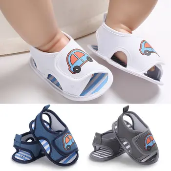 

Newborn Baby Boys Girls Summer Sandals Cute Cartoon Car Print Soft Sole Crib Shoes Clogs Toddler Prewalker Sandals Shoes