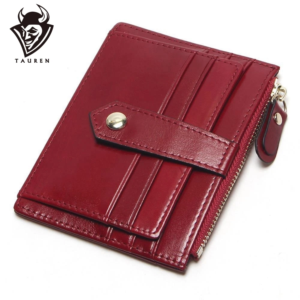 

TAUREN 9 colors First Layer Of Leather Card Wallet Women's Purse Card Holder Bag Oil Wax Layer Of Leather Small Wallet