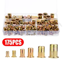 Mayitr 175pcs/kit M3 M4 M5 M6 M8 M10 Zinc Plated Carbon Steel Nuts Rivnut Flat Head Threaded Rivet Insert Nutsert Cap Rivet Nut Mayitr 175pcs/kit M3 M4 M5 M6 M8 M10 Zinc Plated Carbon Steel Nuts Rivnut Flat Head Threaded Rivet Insert Nutsert Cap Rivet Nut