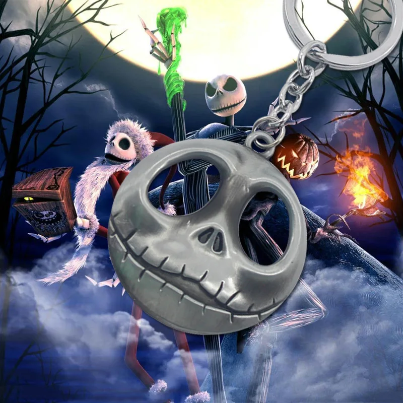 

Christmas Eve Cry Jack Devil Human Skeleton Head Pendeloque Cut Halloween Hollow Out Pumpkin Mask Key Buckle Pendant keychain