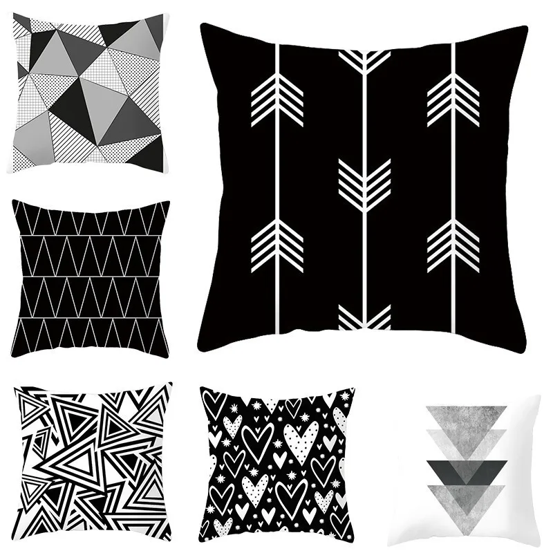 Black White Geometric Nordic Pillowcase Sofa Car Waist Throw Pillow Cushion Cover Case Home Decorative Pillow Covers 10 Color