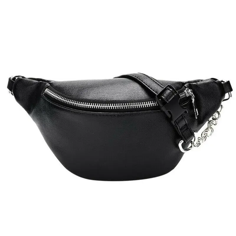 

Casual Chain Lychee Leather Fanny Pack Waist Bag Casual Waterproof Antitheft Women Walking Shopping Band belt Multi-function Bag