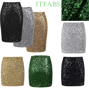 

Women Sequin Mini Skirt Night Out Strappy Bodycon Ladies Mini Christmas Skirt