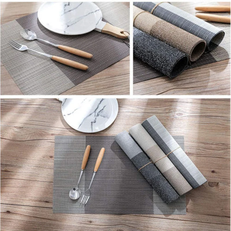

Brand New Style Non-Slip PVC Weave Bowl Placemats Insulation Dining Pad Western Table Mat