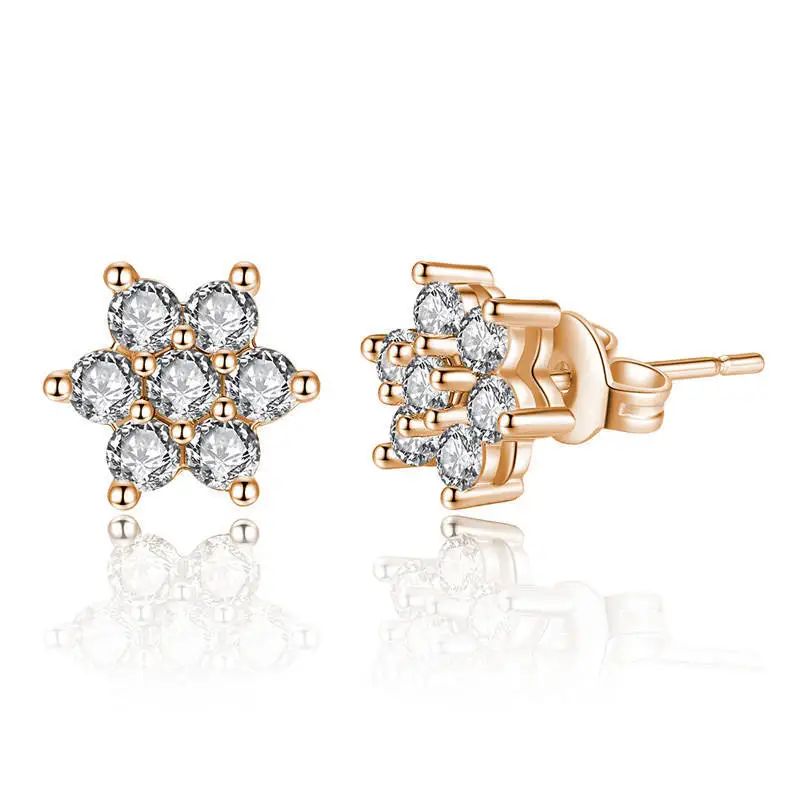 

HPXmas Fashion Rhinestone Flower Snowflake shape Stud Earrings For Women Jewelry