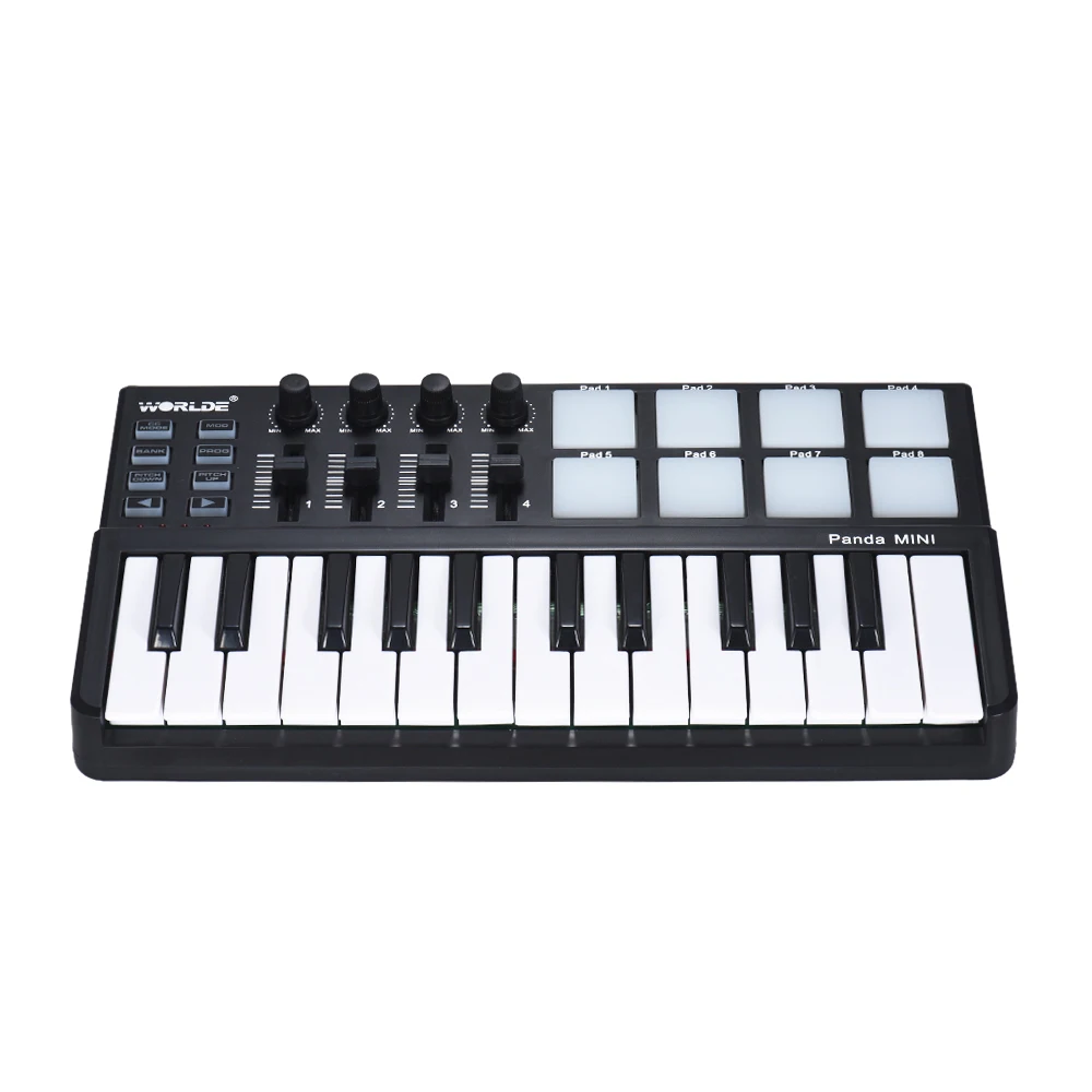 Ультрапортативная USB MIDI клавиатура Panda MINI с 25 клавишами контроллер 8 цветными