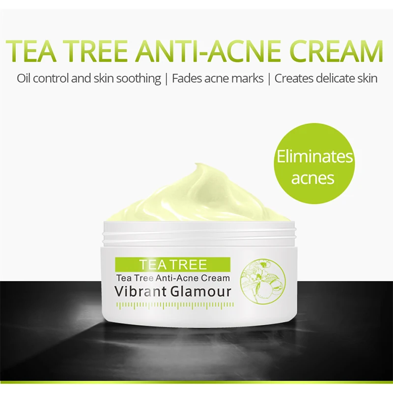 

VIBRANT GLAMOUR Tea Tree Anti-Acne Face Cream Shrink Pores Eliminates Facial Acnes Oil Control And Whitening For Skin