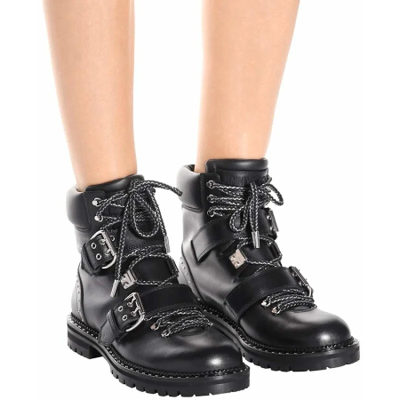 red Fermoir Bottes Femmes Black Hiver 2018 Véritable Cheville Pour black De Cuir En Métal Cravate Mode Locomotive Rivet Chaussures Luxe H0wz0