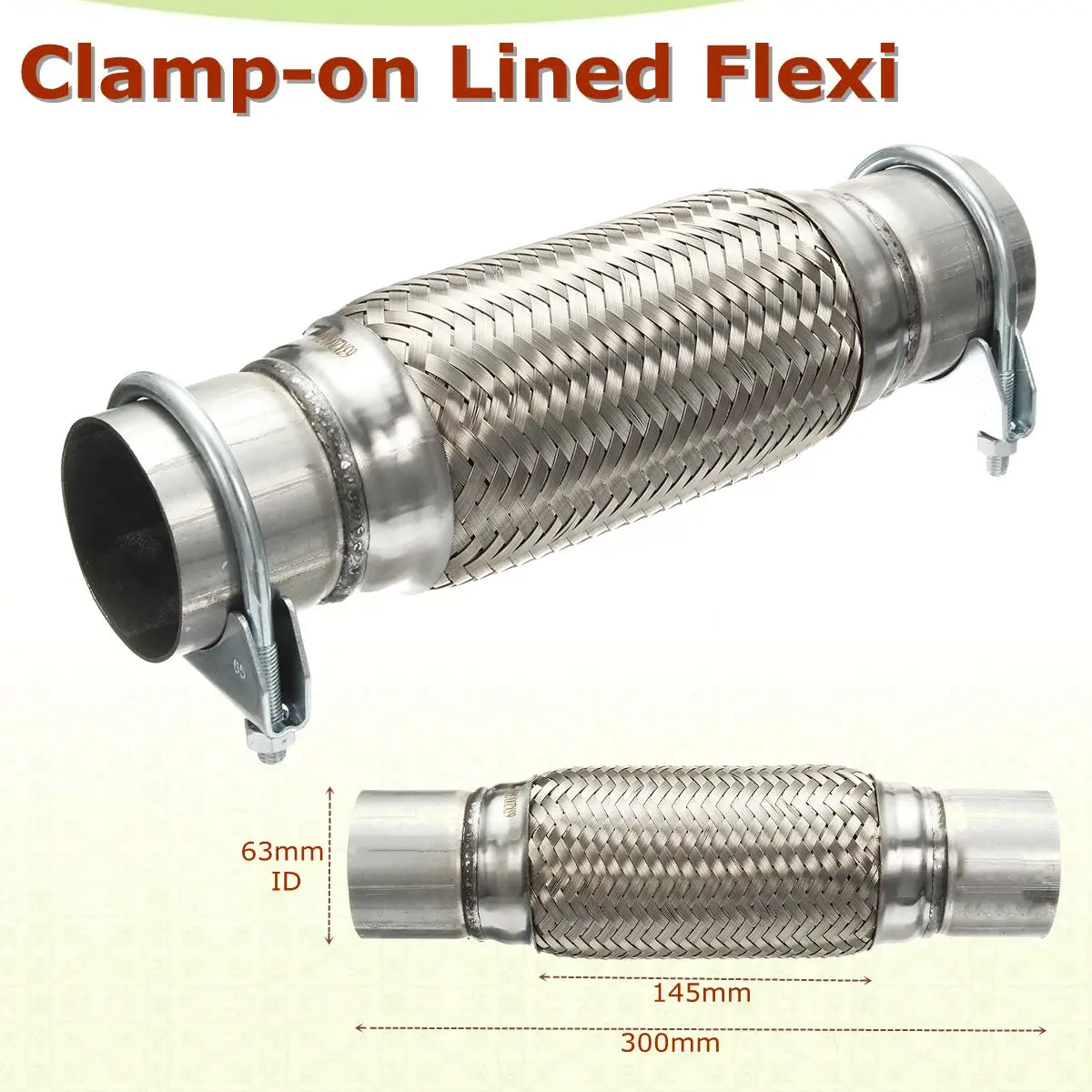 

2.5" x 12" 63x 300mm Stainless Steel Flex Exhaust Clamp-on Flexi Tube Joint Flexible Pipe