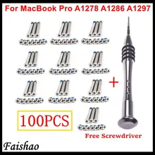 Faishao 100pcs / 10sets Bottom Case Cover Screws For Apple MacBook Pro 13″ 15″ 17″ A1278 A1286 A1297 with Free Screwdriver