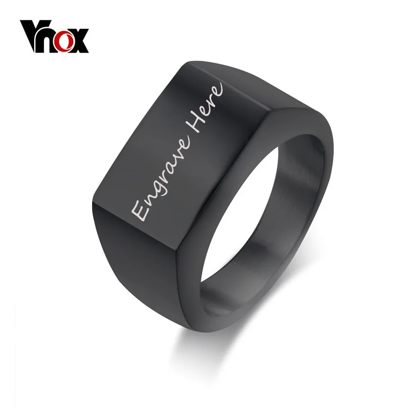 

Vnox Free Custom Engrave Rings for Men Big Width Signet Ring Stainless Steel Male Jewelry