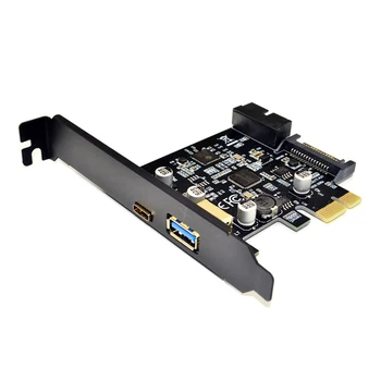 

USB3.0 Type-C Front Riser Card C-Type TYPE-A Port Expansion Card Computer Add on Cards 19PIN ASMeida 1042A Quality Prompt Goods