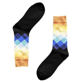 

Color matching plaid Summer Style Pure Cotton Men's Knee High Business Socks