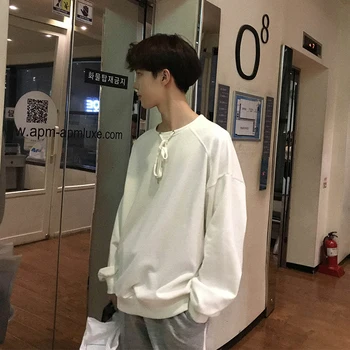 

Autumn New Hoodies Men Fashion Solid Color Casual Loose Sweatshirt Man Street Hip Hop O-neck Long-sleeved Pullover Male Clothes