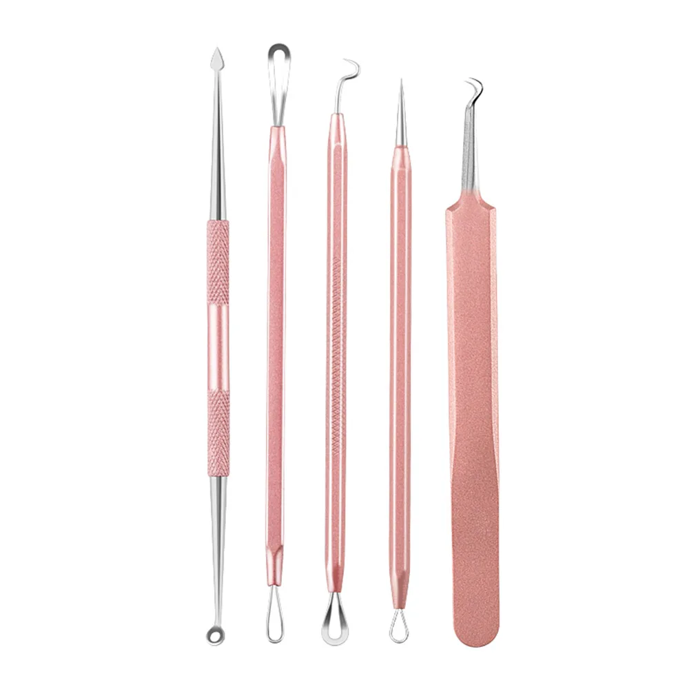 5pcs Blackhead Remover Comedone Extractor Curved Tweezers Stainless Steel Pimple Acne Blemish Removal Tools Set | Красота и здоровье