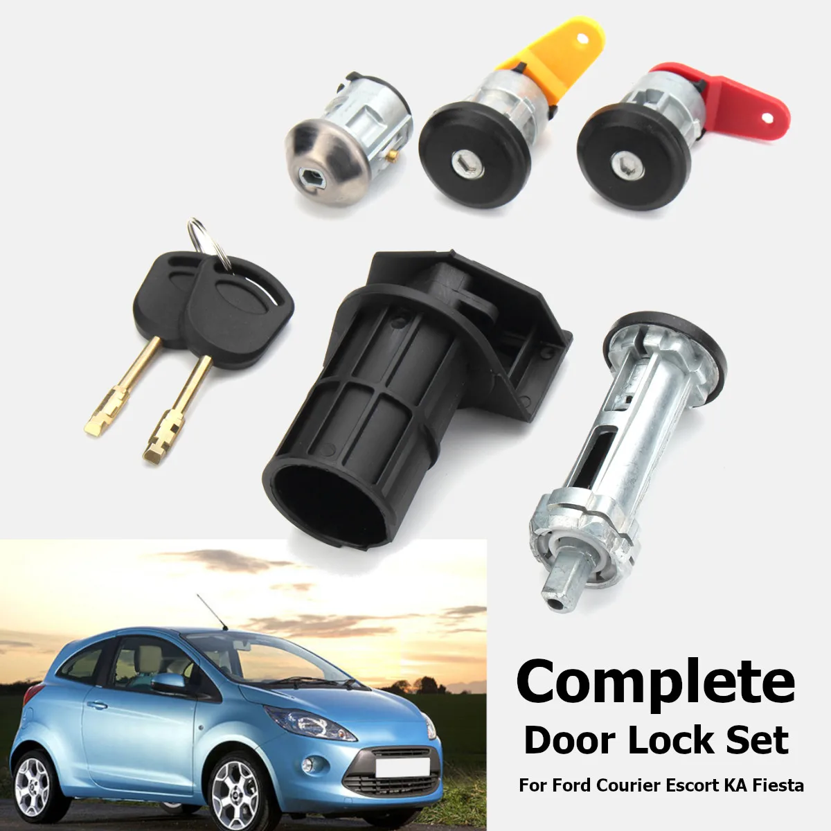 

4PCS Left +Right Full Door Look Barrel Set +2 Keys For Ford Courier Escort KA for Fiesta 1989-2002