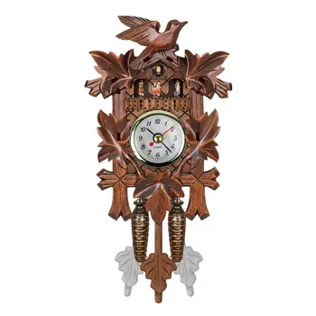 

Fashion-Vintage Home Decorative Bird Wall Clock Hanging Wood Cuckoo Clock Living Room Pendulum Clock Craft Art Clock For New H